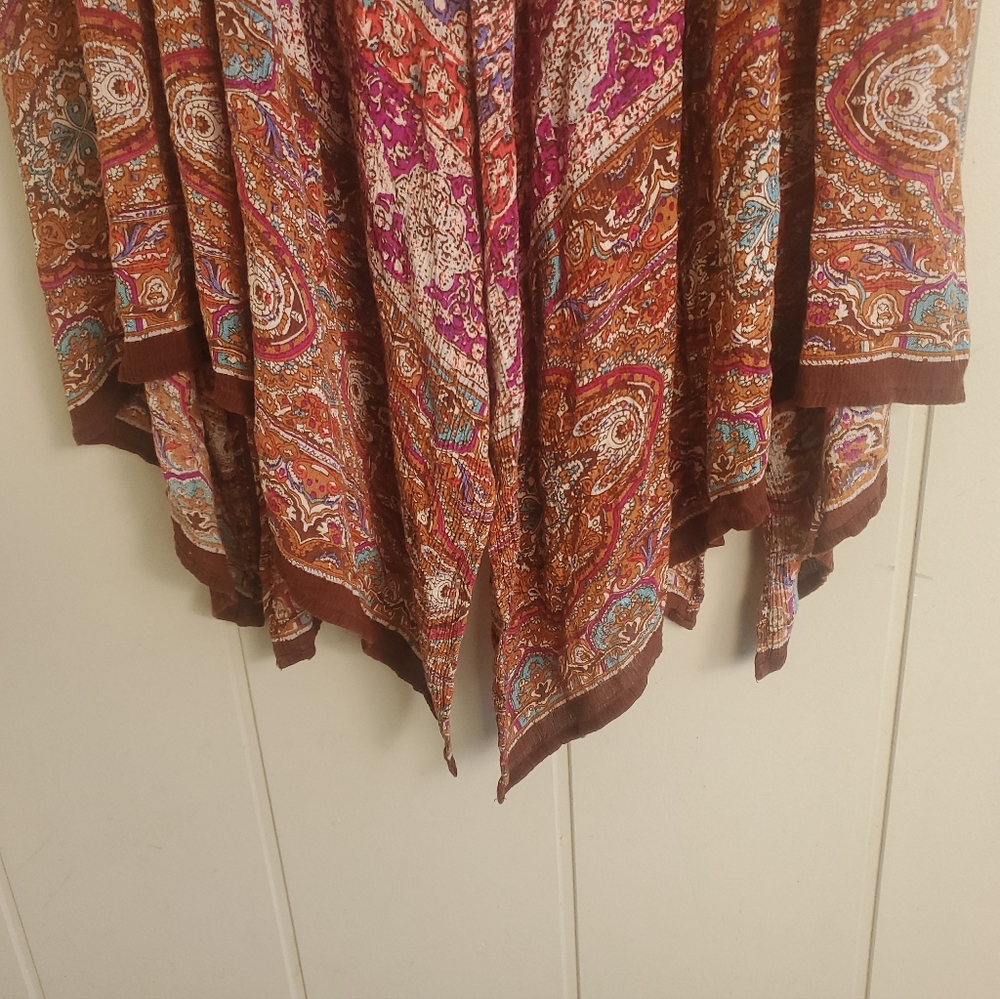 BILA India Floral Flowy Maxi Dress Asymmetrical Hem Size XL Fairycore Romantic - Picture 8 of 13